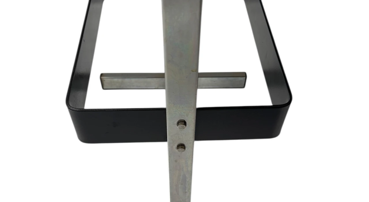 Four Mid-Century Modern Bar Stools with Black Leather Seats, 1970s